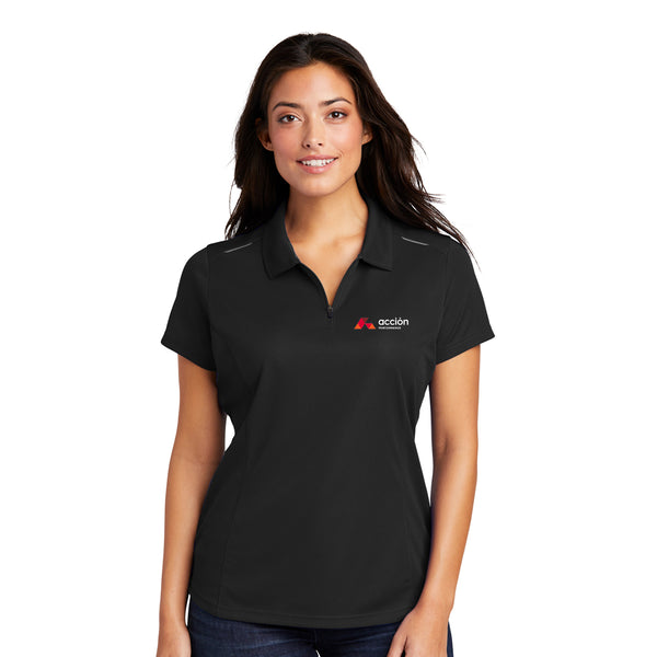 Morales Group and Accion - L580 Port Authority® Ladies Pinpoint Mesh Zip Polo