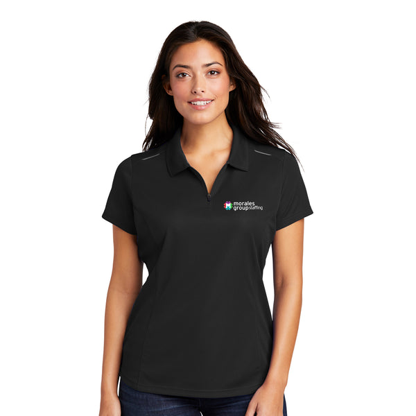 Morales Group and Accion - L580 Port Authority® Ladies Pinpoint Mesh Zip Polo