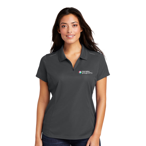 Morales Group and Accion - L580 Port Authority® Ladies Pinpoint Mesh Zip Polo