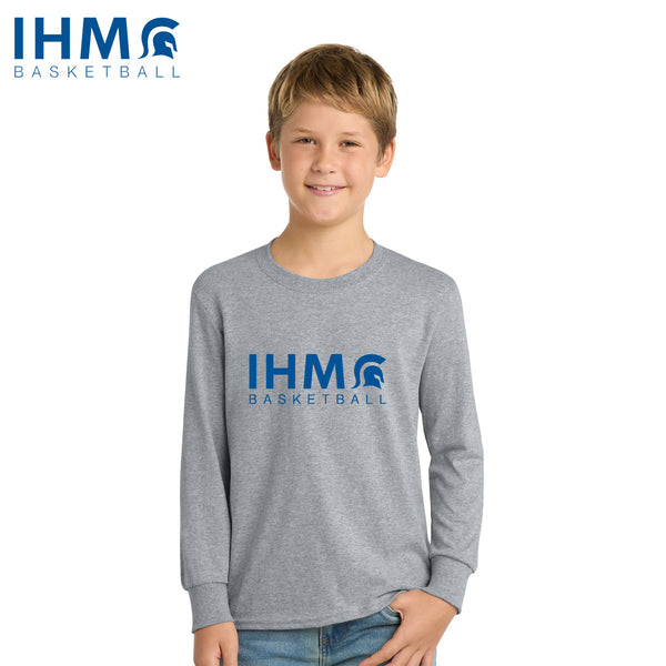 IHM Basketball - PC54YLS Port & Co® Youth Long Sleeve Core Cotton Tee