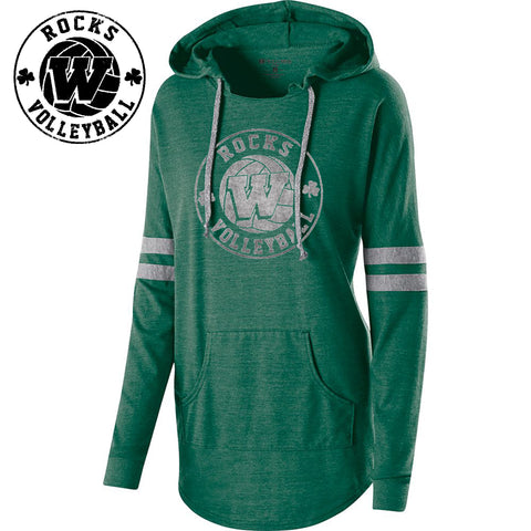 Rocks Volleyball - 229390-a Ladies Hooded Low Key Pullover