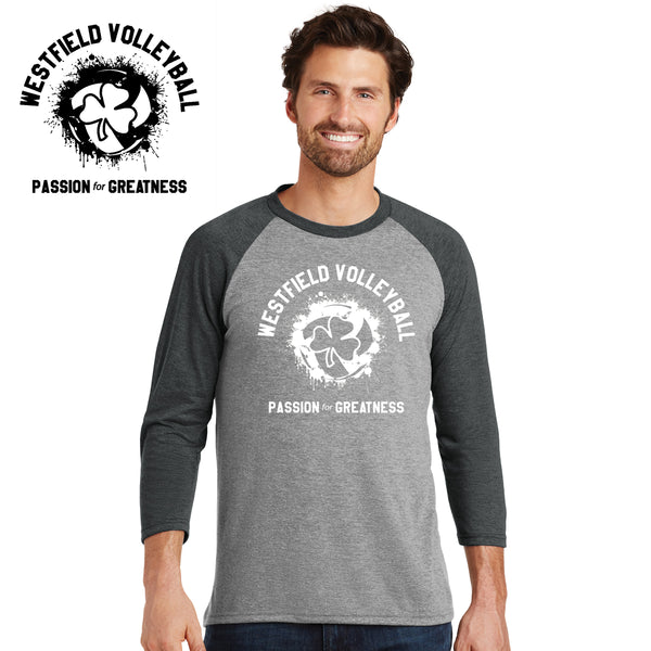 Rocks Volleyball - DM136-c District Made® Mens Perfect Tri™ 3/4-Sleeve Raglan