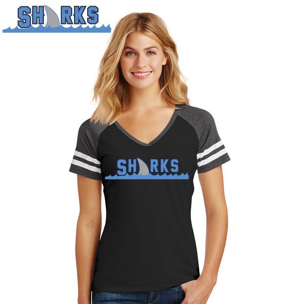 Sharks - DM476 District Made® Ladies Game V-Neck Tee