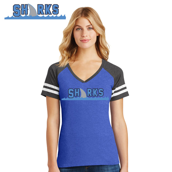 Sharks - DM476 District Made® Ladies Game V-Neck Tee