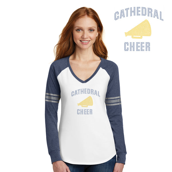 Cathedral - DM477 District Made® Ladies Game Long Sleeve V-Neck Tee