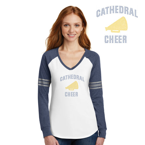 Cathedral - DM477 District Made® Ladies Game Long Sleeve V-Neck Tee