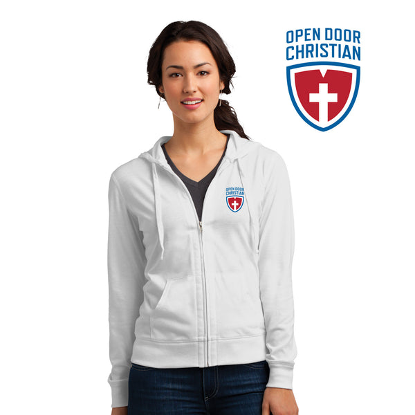 Open Door - DT2100 District® Juniors Jersey Full-Zip Hoodie