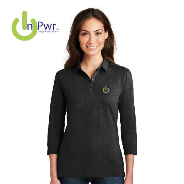 InPwr - L578 Port Authority® Ladies 3/4-Sleeve Meridian Cotton Blend Polo