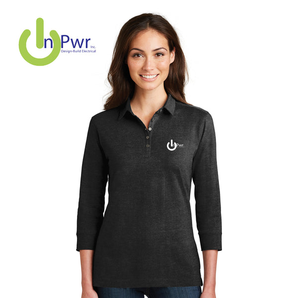 InPwr - L578 Port Authority® Ladies 3/4-Sleeve Meridian Cotton Blend Polo
