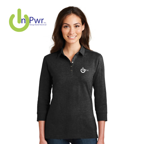 InPwr - L578 Port Authority® Ladies 3/4-Sleeve Meridian Cotton Blend Polo