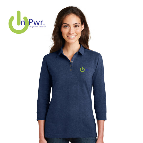 InPwr - L578 Port Authority® Ladies 3/4-Sleeve Meridian Cotton Blend Polo