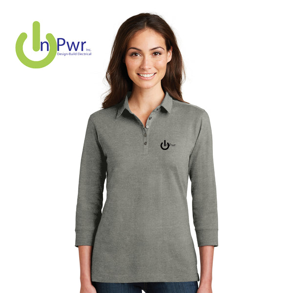 InPwr - L578 Port Authority® Ladies 3/4-Sleeve Meridian Cotton Blend Polo