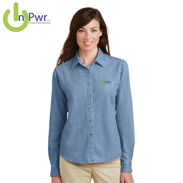 InPwr - LSP10 Port & Company® - Ladies Long Sleeve Value Denim Shirt