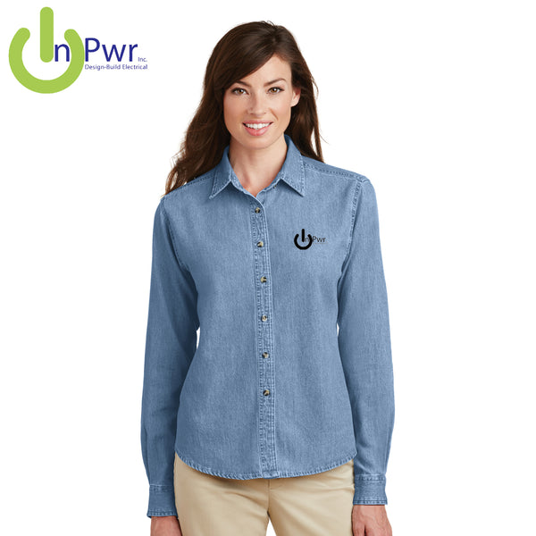 InPwr - LSP10 Port & Company® - Ladies Long Sleeve Value Denim Shirt