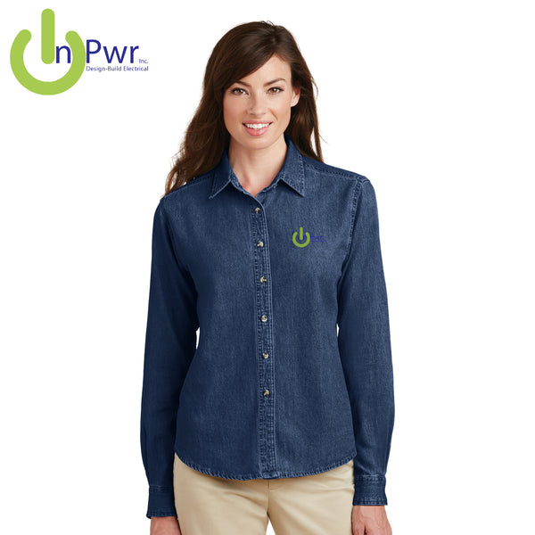 InPwr - LSP10 Port & Company® - Ladies Long Sleeve Value Denim Shirt