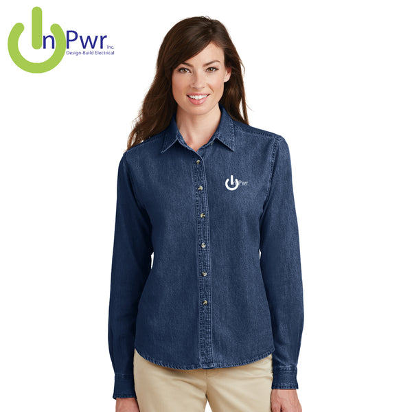 InPwr - LSP10 Port & Company® - Ladies Long Sleeve Value Denim Shirt
