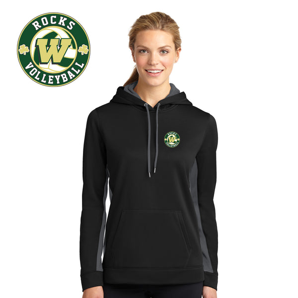 Rocks Volleyball - LST235-a Sport-Tek® Ladies Sport-Wick® Fleece Colorblock Hooded Pullover