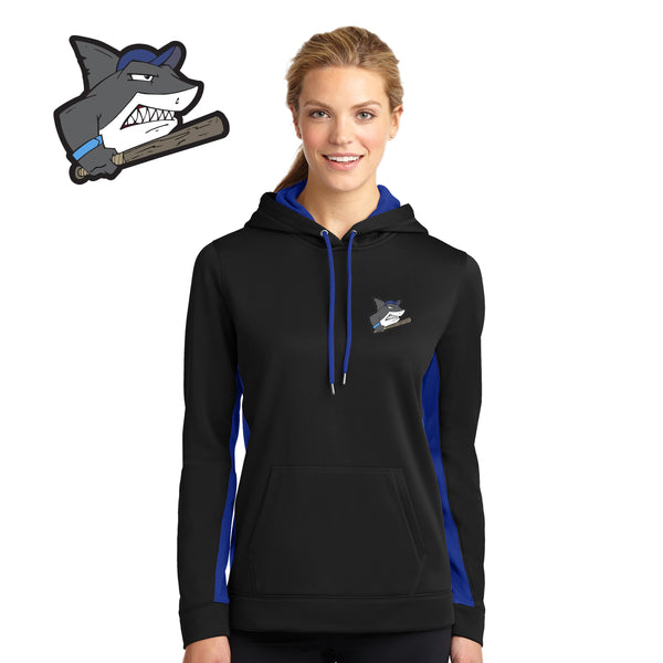 Sharks - LST235 Sport-Tek® Ladies Sport-Wick® Fleece Colorblock Hooded Pullover