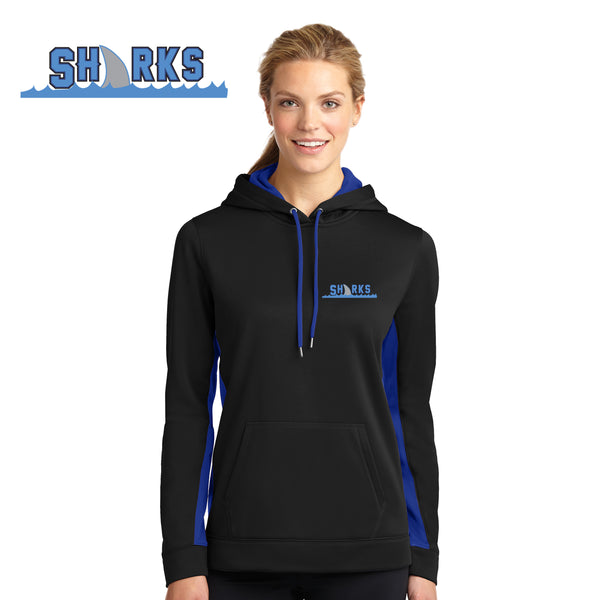 Sharks - LST235 Sport-Tek® Ladies Sport-Wick® Fleece Colorblock Hooded Pullover
