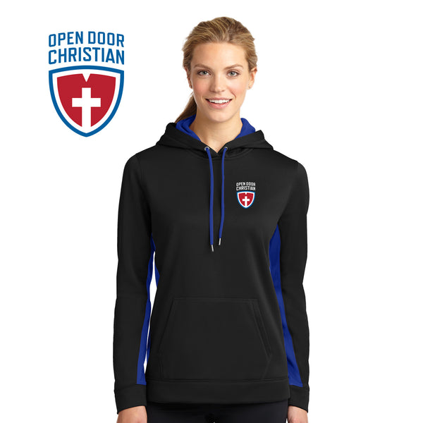Open Door - LST235 Sport-Tek® Ladies Sport-Wick® Fleece Colorblock Hooded Pullover