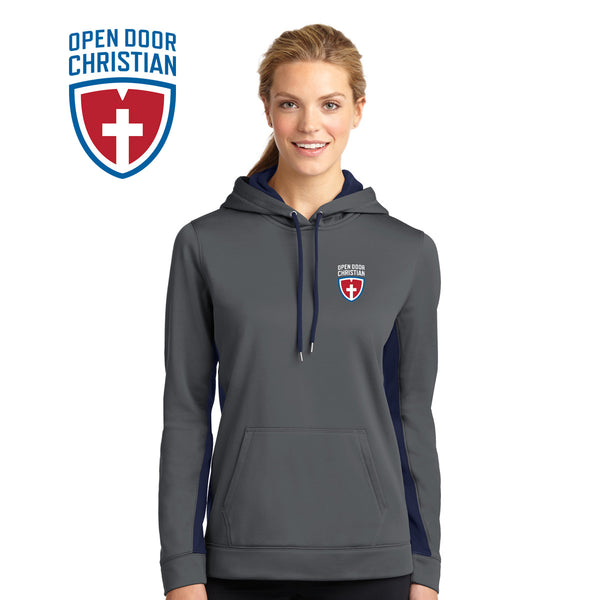 Open Door - LST235 Sport-Tek® Ladies Sport-Wick® Fleece Colorblock Hooded Pullover