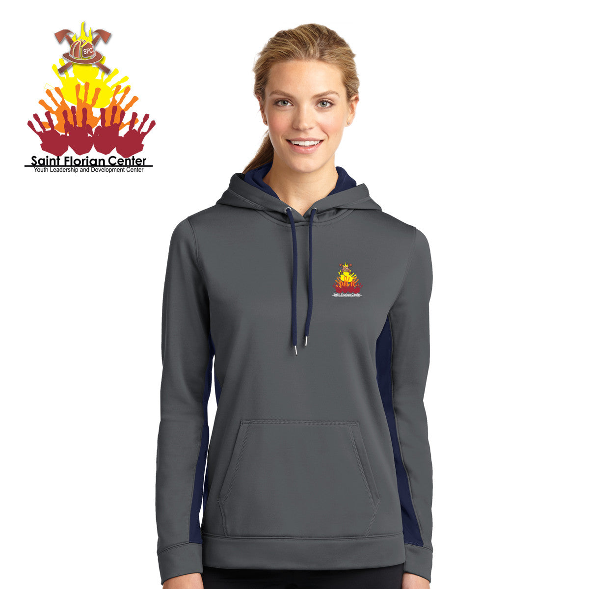 Saint Florian LST235 S222527port Tek Ladies Sport Wick Fleece Colorblock Hooded Pullover