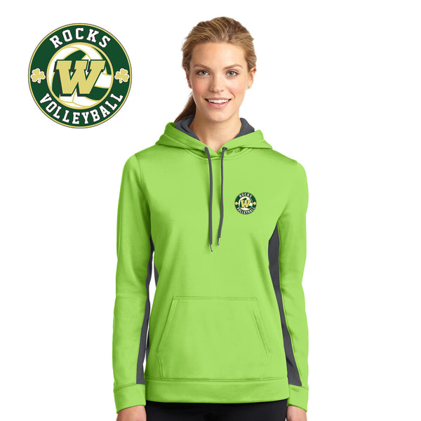 Rocks Volleyball - LST235-a Sport-Tek® Ladies Sport-Wick® Fleece Colorblock Hooded Pullover