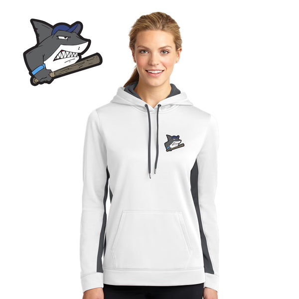 Sharks - LST235 Sport-Tek® Ladies Sport-Wick® Fleece Colorblock Hooded Pullover