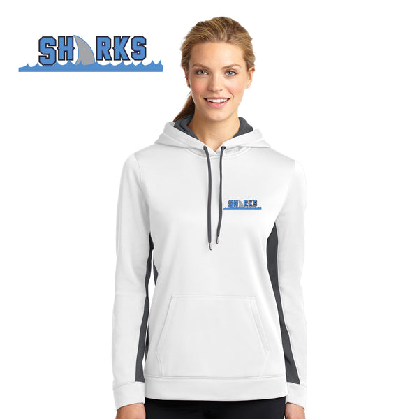 Sharks - LST235 Sport-Tek® Ladies Sport-Wick® Fleece Colorblock Hooded Pullover