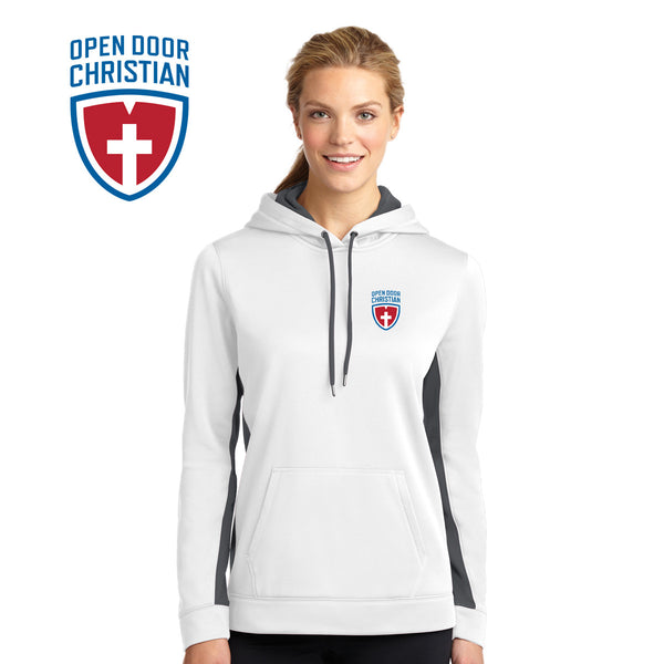 Open Door - LST235 Sport-Tek® Ladies Sport-Wick® Fleece Colorblock Hooded Pullover