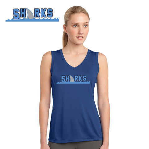 Sharks - LST352 Sport-Tek® Ladies Sleeveless PosiCharge® Competitor™ V-Neck Tee
