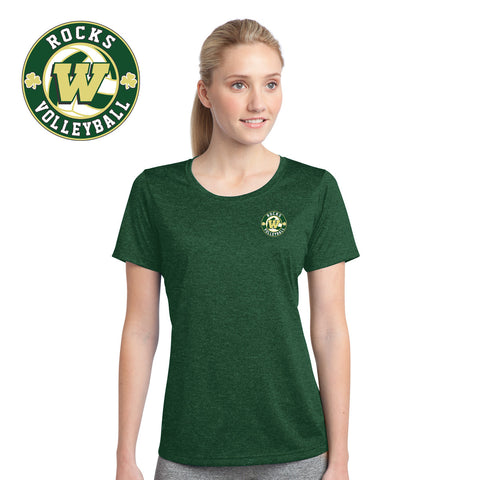 Rocks Volleyball - LST360-a Sport-Tek® Ladies Heather Contender™ Scoop Neck Tee