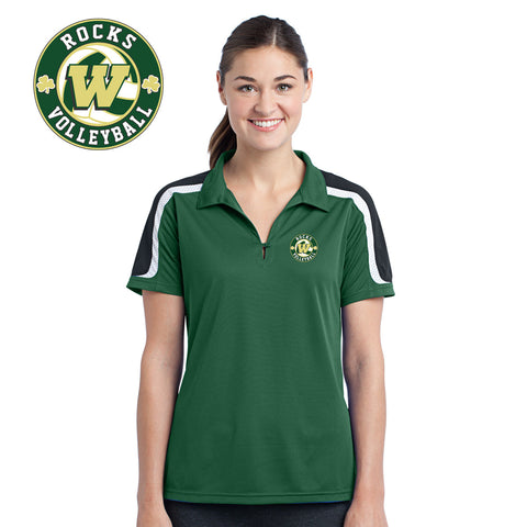 Rocks Volleyball - LST658-a Sport-Tek® Ladies Tricolor Shoulder Micropique Sport-Wick® Polo