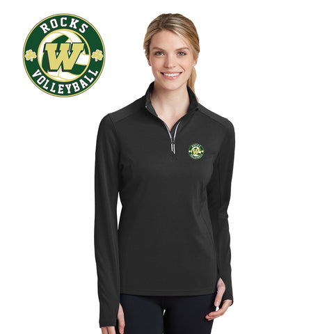 Rocks Volleyball - LST860-a Sport-Tek® Ladies Sport-Wick® Textured 1/4-Zip Pullover