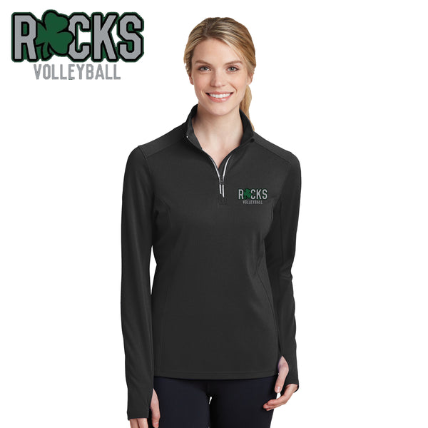 Rocks Volleyball - LST860-b Sport-Tek® Ladies Sport-Wick® Textured 1/4-Zip Pullover