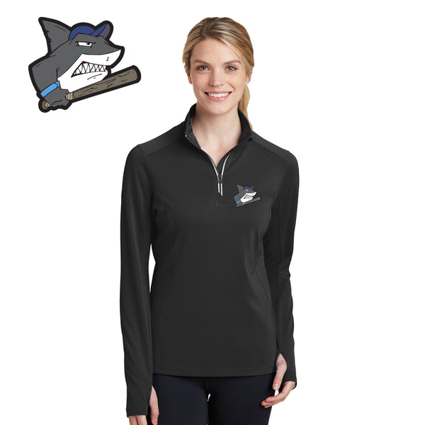 Sharks - LST860 Sport-Tek® Ladies Sport-Wick® Textured 1/4-Zip Pullover