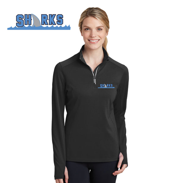 Sharks - LST860 Sport-Tek® Ladies Sport-Wick® Textured 1/4-Zip Pullover
