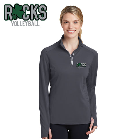 Rocks Volleyball - LST860-b Sport-Tek® Ladies Sport-Wick® Textured 1/4-Zip Pullover