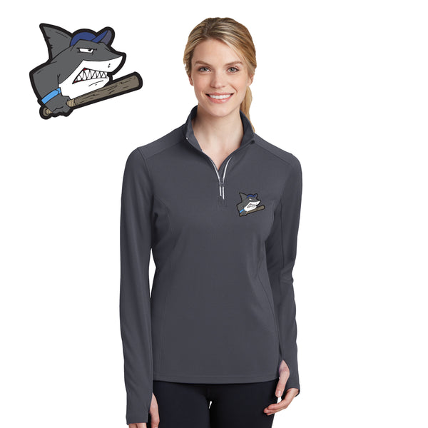 Sharks - LST860 Sport-Tek® Ladies Sport-Wick® Textured 1/4-Zip Pullover
