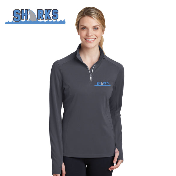 Sharks - LST860 Sport-Tek® Ladies Sport-Wick® Textured 1/4-Zip Pullover