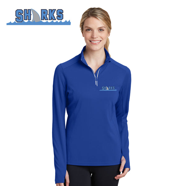 Sharks - LST860 Sport-Tek® Ladies Sport-Wick® Textured 1/4-Zip Pullover