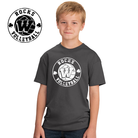 Rocks Volleyball - PC54Y-b Port & Company® - Youth Core Cotton Tee