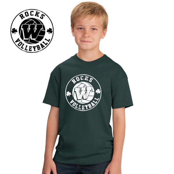 Rocks Volleyball - PC54Y-b Port & Company® - Youth Core Cotton Tee