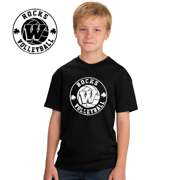 Rocks Volleyball - PC54Y-b Port & Company® - Youth Core Cotton Tee