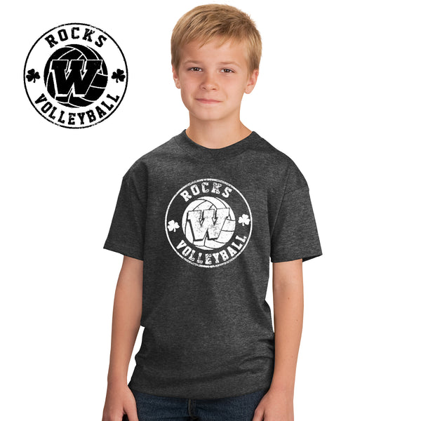 Rocks Volleyball - PC54Y-b Port & Company® - Youth Core Cotton Tee