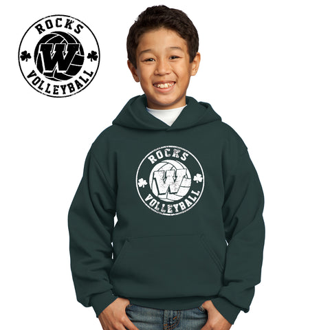 Rocks Volleyball - PC90YH-b Port & Company® - Youth Core Fleece Pullover Hooded Sweatshirt