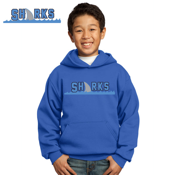 Sharks - PC90YH Port & Company® - Youth Core Fleece Pullover Hooded Sweatshirt