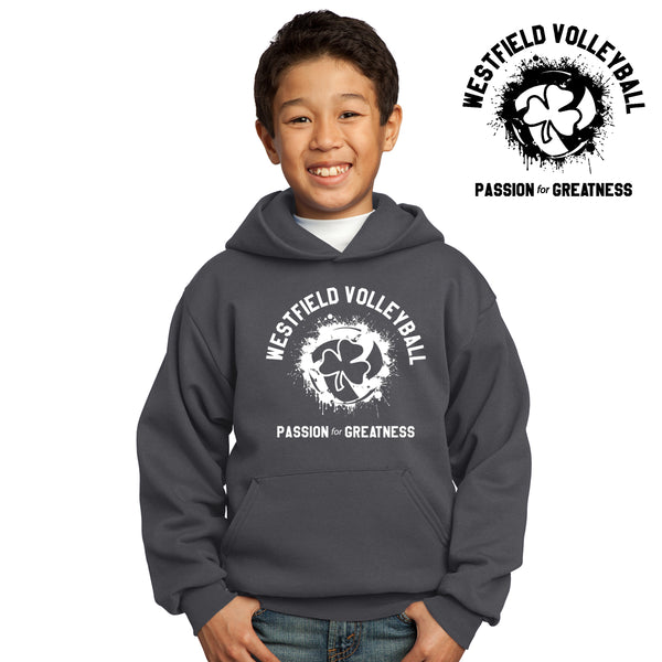 Rocks Volleyball - PC90YH-c Port & Company® - Youth Core Fleece Pullover Hooded Sweatshirt