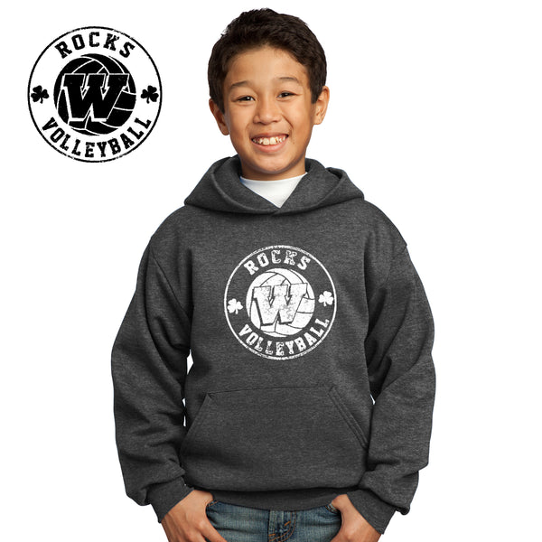 Rocks Volleyball - PC90YH-b Port & Company® - Youth Core Fleece Pullover Hooded Sweatshirt