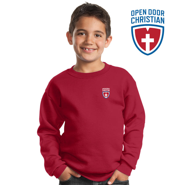 Open Door - PC90Y Port & Company® - Youth Core Fleece Crewneck Sweatshirt